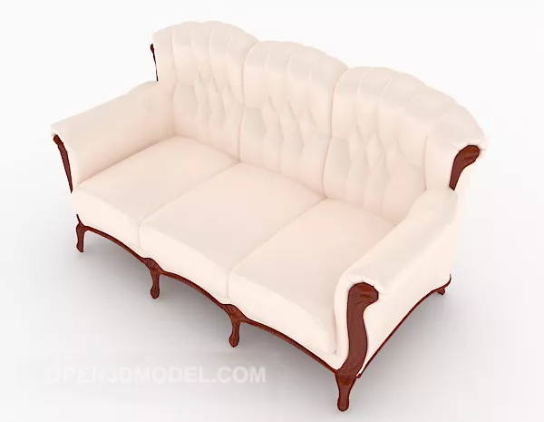 European Cream Multiplayer Sofa 3d model European Cream Multiplayer Sofa 3d model