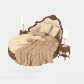 European Creative Round Bed 3d model
