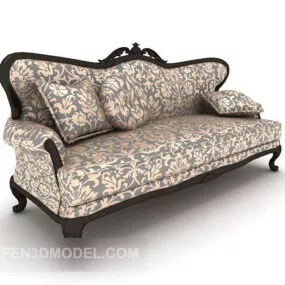 European Crushed Flower Multiplayer Sofa 3d model