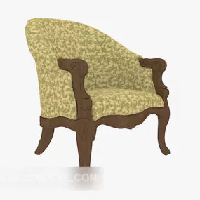 European Crushed Flower Pattern Relax Chair 3d model