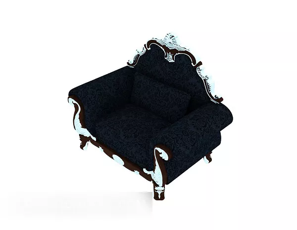 European Dark Blue Patterned Sofa 3d model European Dark Blue Patterned Sofa 3d model