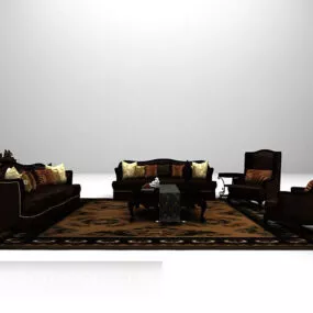 European Dark Sofa Retro Style 3d model