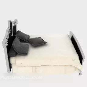 European Double Bed Yellow Mattress 3d model