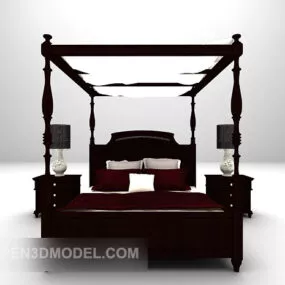European Poster Double Bed With Furniture 3d model