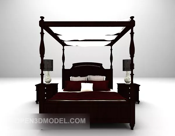 European Poster Double Bed With Furniture 3d model European Poster Double Bed With Furniture 3d model