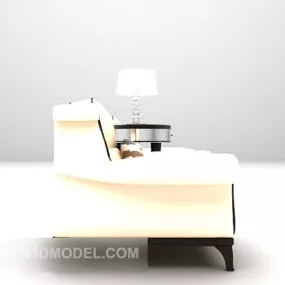 European Double Sofa White Fabric 3d model