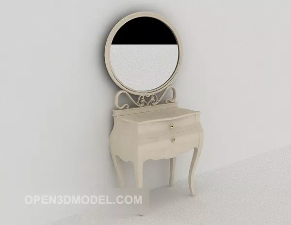 Dressing Table With Mirror And Drawers 3d model