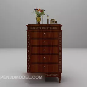 European Multi-drawers Cabinet Wooden 3d model
