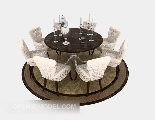 European Eight-person Table 3d model European Eight-person Table 3d model
