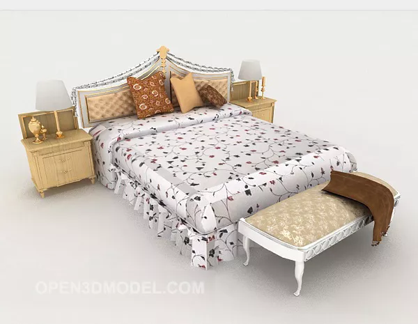 European Exquisite Style Double Bed 3d model European Exquisite Style Double Bed 3d model