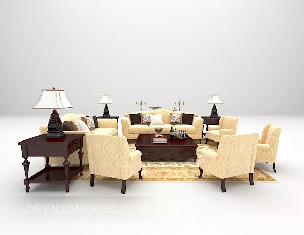 European Family Sofa Large 3d model European Family Sofa Large 3d model