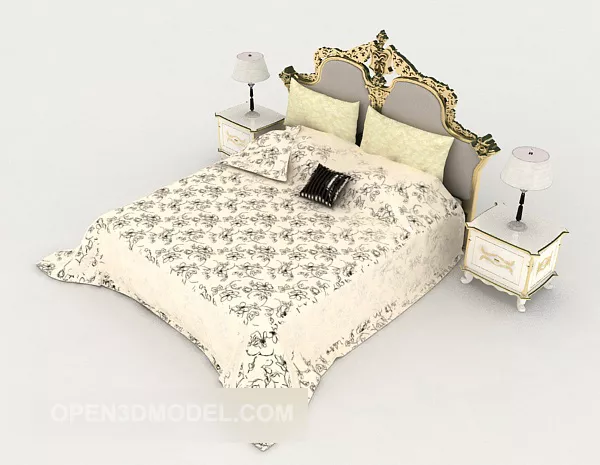 European Fancy Bed 3d model European Fancy Bed 3d model