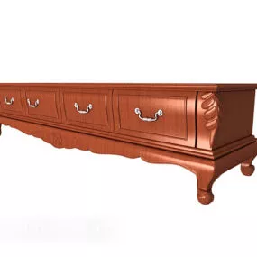 European Fine Tv Cabinet Red Wood 3d model