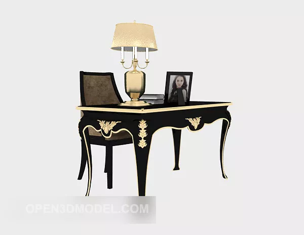 European Vintage Fine Work Desk 3d model European Vintage Fine Work Desk 3d model