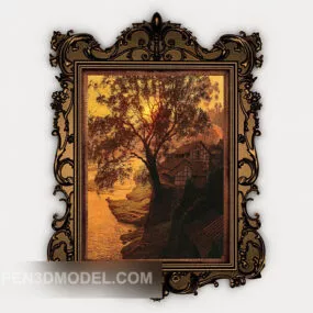 European Vintage Landscape Painting 3d model