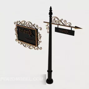 European Classic Sign On Street 3d model