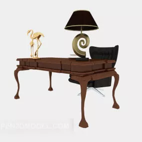 European Fine Solid Wood Desk 3d model