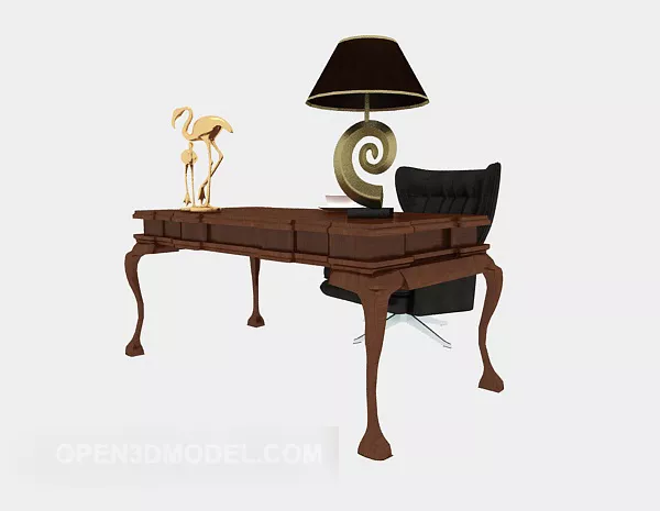 European Fine Solid Wood Desk 3d model European Fine Solid Wood Desk 3d model