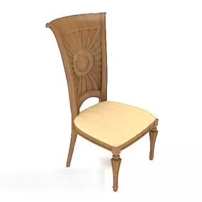 European Fine Solid Wood Dining Chair 3d model