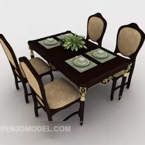 European Four-person Home Dining Table 3d model