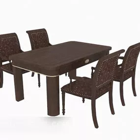 European Four-person Wood Dining Table 3d model