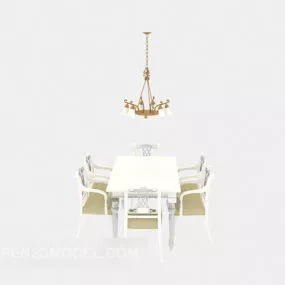 European Fresh Dining Table Chair 3d model
