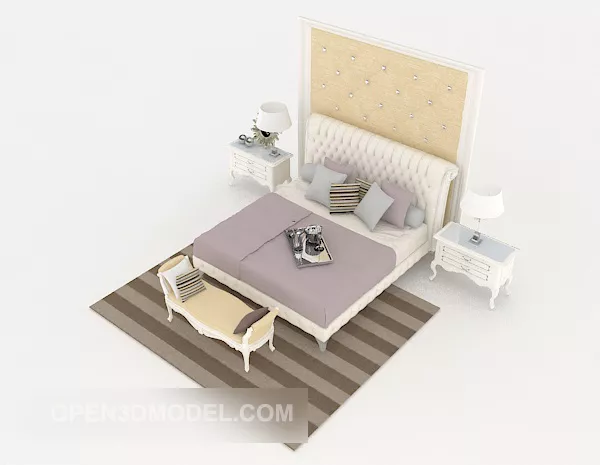Home European Fresh Double Bed 3d model Home European Fresh Double Bed 3d model