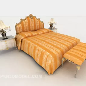 European Fresh Home Bed Yellow Color 3d model