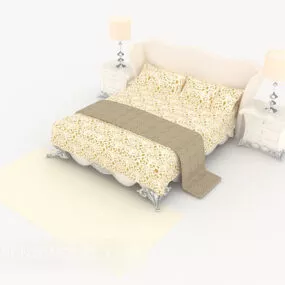 European Fresh Home Double Bed 3d model