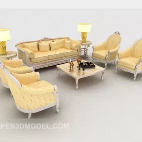 European Gold Sofa Sets 3d model