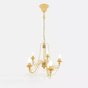 European Gold Home Chandelier 3d model
