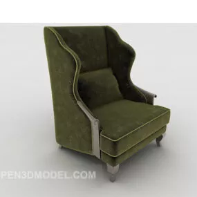 European Green Retro Single Sofa 3d model