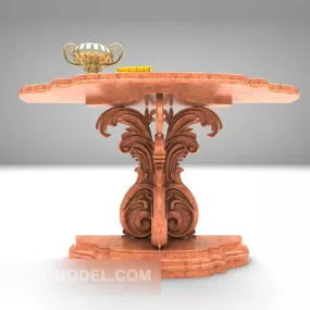 European Wooden Carving Table 3d model