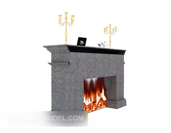 Elegant Classic Marble Fireplace 3d model