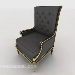 European Grey High-back Single Sofa 3d model