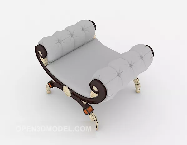European Grey Lounge Chair Antique 3d model European Grey Lounge Chair Antique 3d model