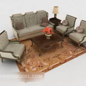 European Grey Retro Sofa 3d model