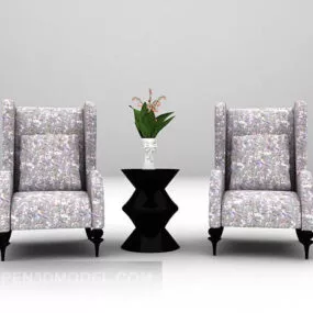 European Table And Upholstery Chair Furniture 3d model