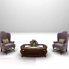 European High Back Sofa 3d model