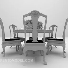 European High-backed Chair Table 3d model