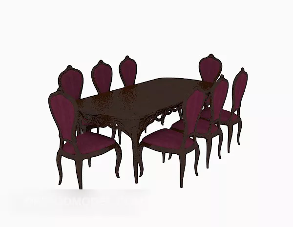 European Home Retro Dinning Table Chair 3d model European Home Retro Dinning Table Chair 3d model