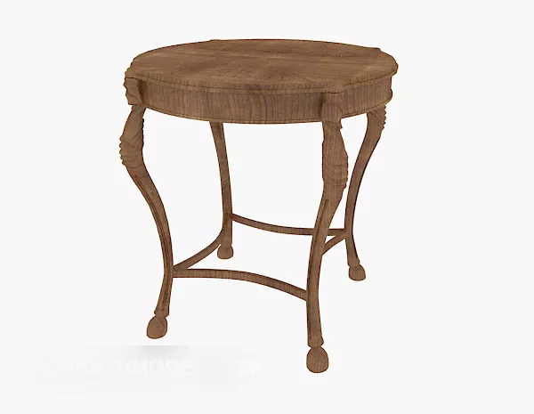 European High-footed Solid Wood Side Table 3d model European High-footed Solid Wood Side Table 3d model