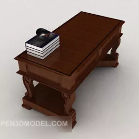 European High-grade Solid Wood Desk 3d model