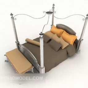 European Home Yue Generous Double Bed 3d model