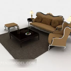 European Home Brown Sofa 3d model