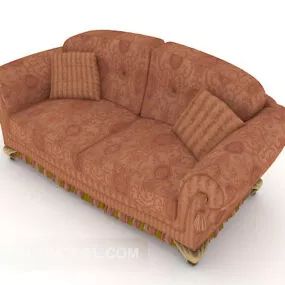 European Home Brown Double Sofa 3d model