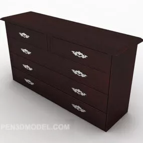 European Home Brown Side Cabinet 3d model