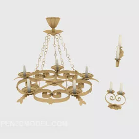 Golden European Home Chandelier 3d model