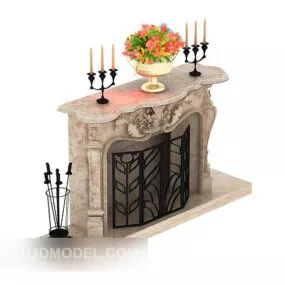 European Home Fireplace 3d model