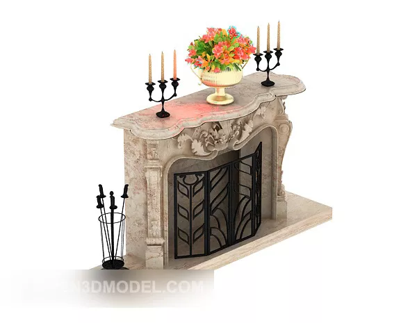 Modern Flat Fireplace 3d model